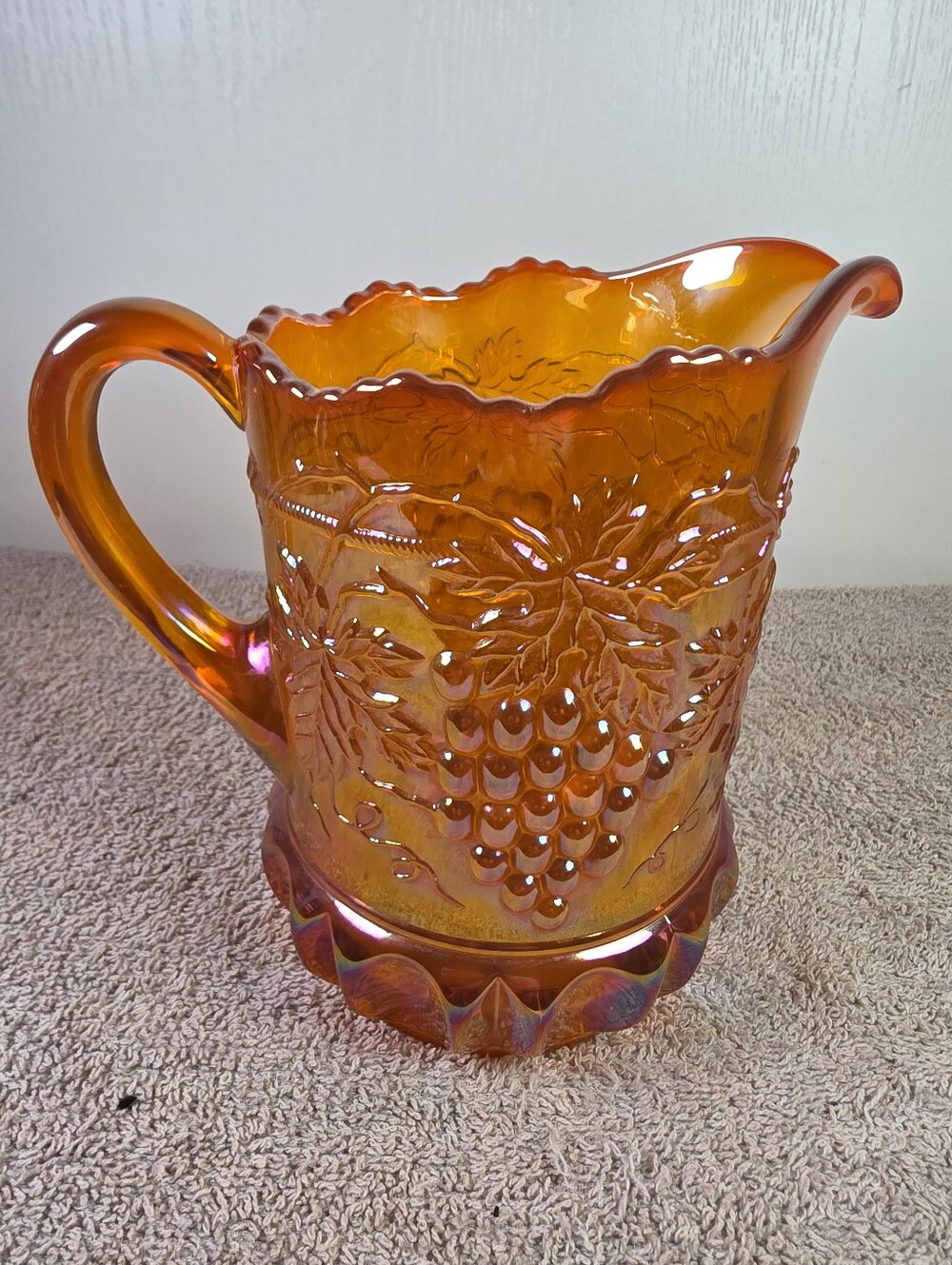 Vintage Imperial Glass Marigold Carnival Glass Pitcher Imperial Grape Pattern - Picture 6 of 11